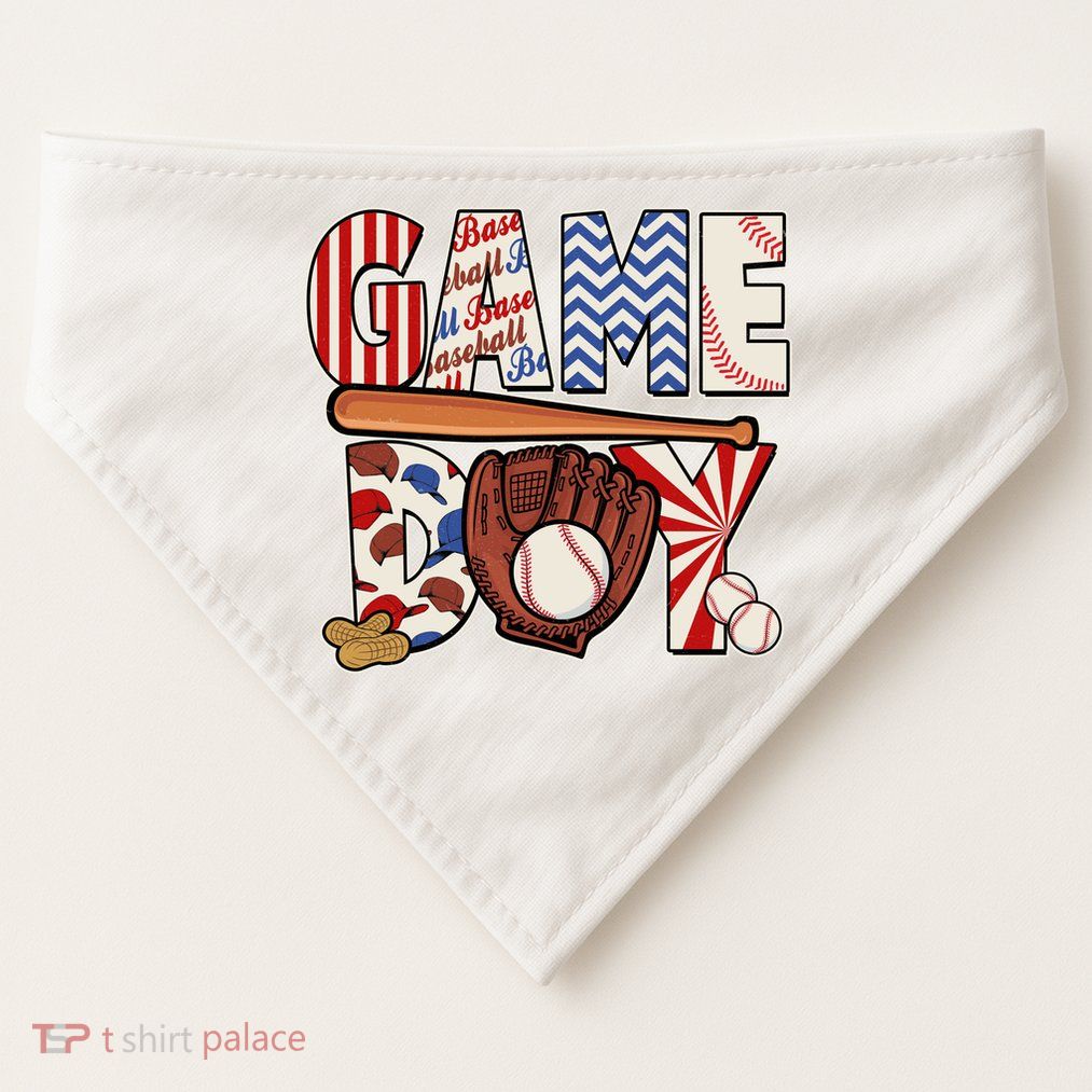 Baseball Game Day USA-Made Doggie Bandana