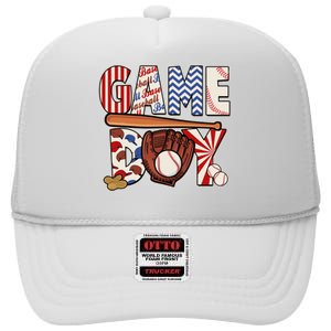 Baseball Game Day High Crown Mesh Back Trucker Hat