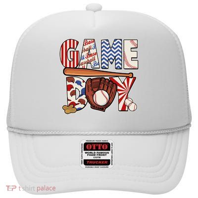 Baseball Game Day High Crown Mesh Back Trucker Hat