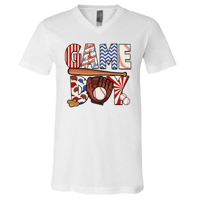 Baseball Game Day V-Neck T-Shirt