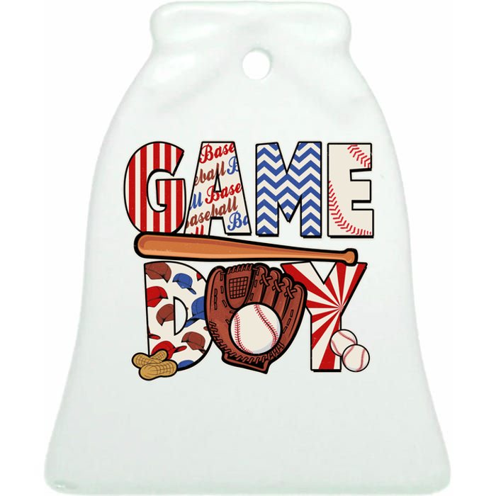 Baseball Game Day Ceramic Bell Ornament