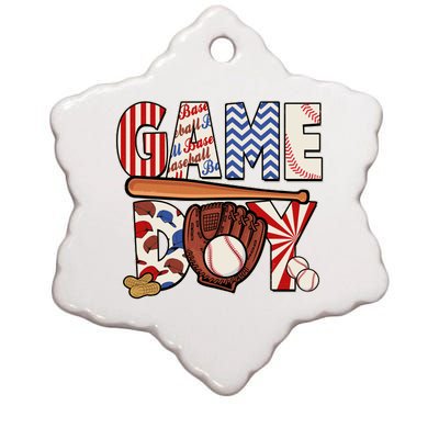 Baseball Game Day Ceramic Star Ornament