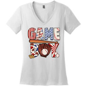 Baseball Game Day Women's V-Neck T-Shirt