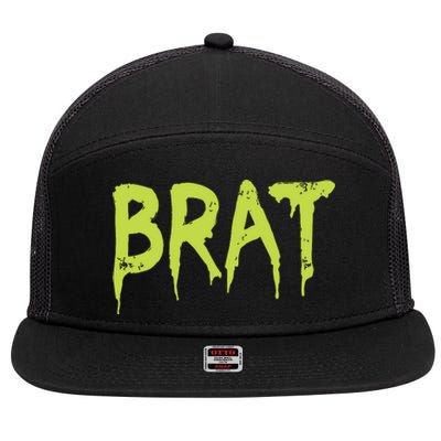 Brat Grunge Distressed 7 Panel Mesh Trucker Snapback Hat