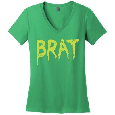 Brat Grunge Distressed Women's V-Neck T-Shirt