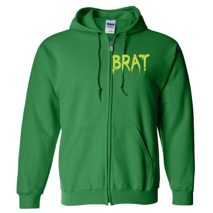 Brat Grunge Distressed Full Zip Hoodie