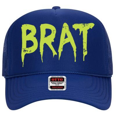 Brat Grunge Distressed High Crown Mesh Back Trucker Hat