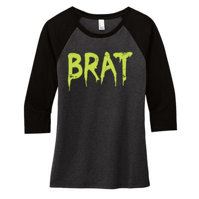 Brat Grunge Distressed Women's Tri-Blend 3/4-Sleeve Raglan Shirt