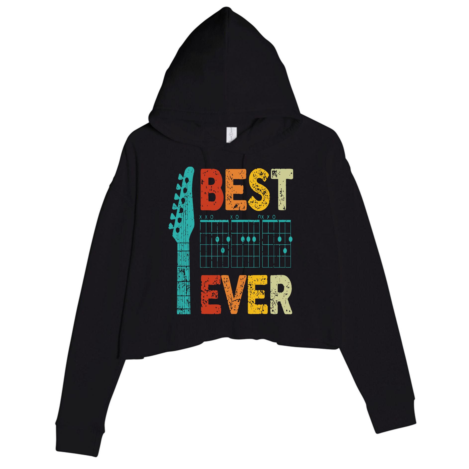 best guitar dad ever chords best dad guitar Crop Fleece Hoodie