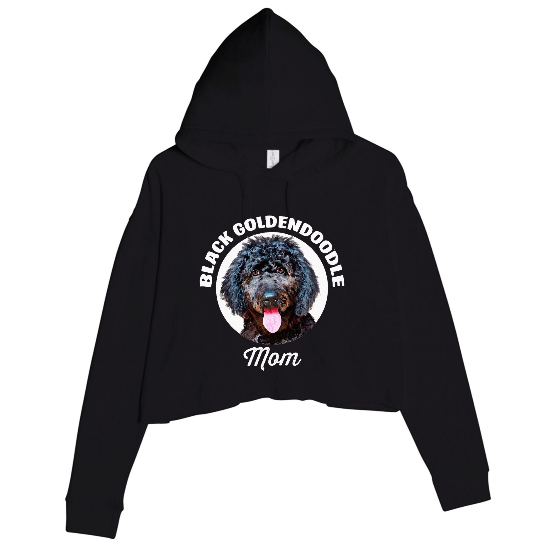 Black Goldendoodle Dog Mom Crop Fleece Hoodie