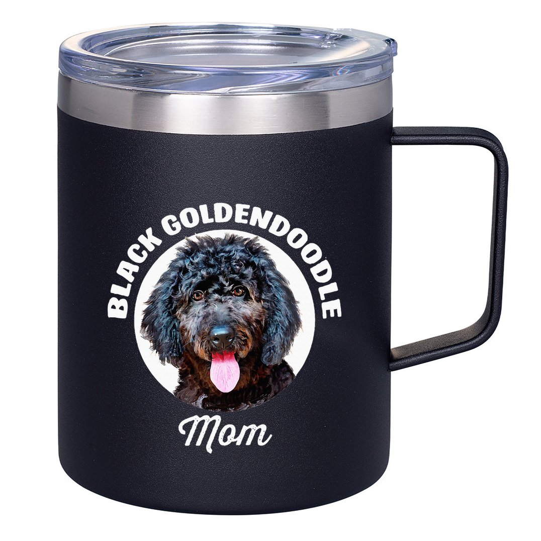 Black Goldendoodle Dog Mom 12oz Stainless Steel Coffee Mug