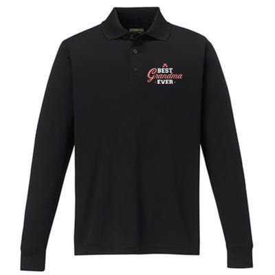 Best Grandma Ever Gift Performance Long Sleeve Polo