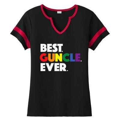 Best Guncle Ever Gift & New Baby Announcement for Gay Uncle Ladies Halftime Notch Neck Tee