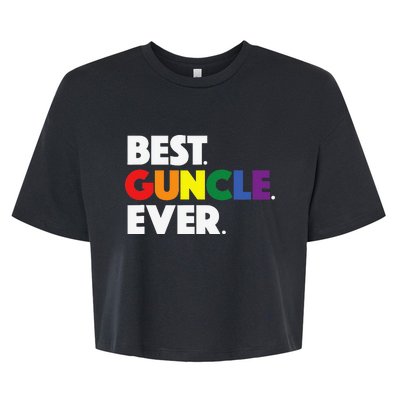 Best Guncle Ever Gift & New Baby Announcement for Gay Uncle Bella+Canvas Jersey Crop Tee