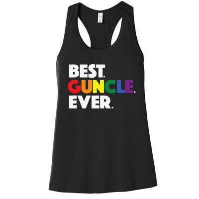 Best Guncle Ever Gift & New Baby Announcement for Gay Uncle Women's Racerback Tank