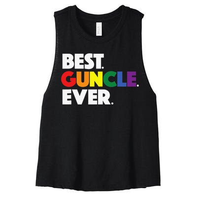 Best Guncle Ever Gift & New Baby Announcement for Gay Uncle Women's Racerback Cropped Tank