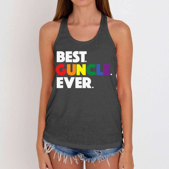 Best Guncle Ever Gift & New Baby Announcement for Gay Uncle Women's Knotted Racerback Tank