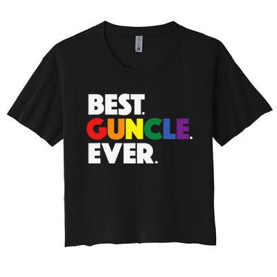 Best Guncle Ever Gift & New Baby Announcement for Gay Uncle Women's Crop Top Tee