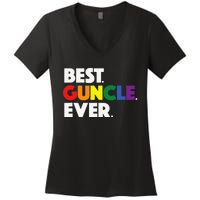 Best Guncle Ever Gift & New Baby Announcement for Gay Uncle Women's V-Neck T-Shirt