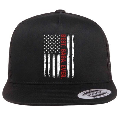 Best Gaga Ever Vintage American Flag 4th Of July Gaga Gift Flatbill Hat