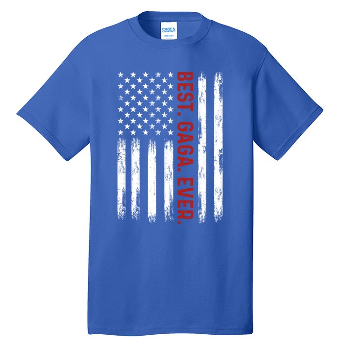 Best Gaga Ever Vintage American Flag 4th Of July Gaga Gift Tall T-Shirt