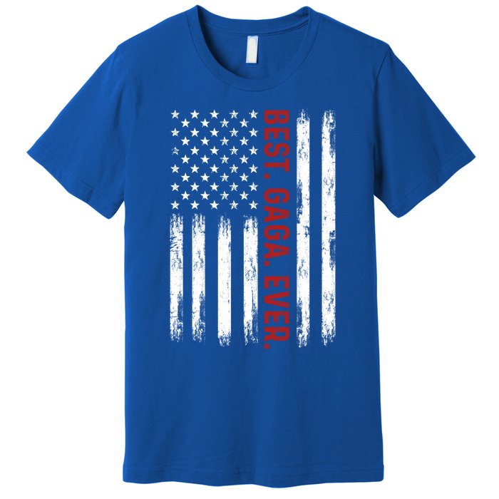 Best Gaga Ever Vintage American Flag 4th Of July Gaga Gift Premium T-Shirt