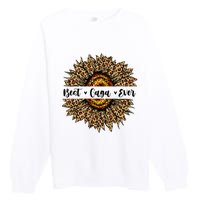 Best Gaga Ever Sunflower Gaga Mothers Day Gifts Premium Crewneck Sweatshirt