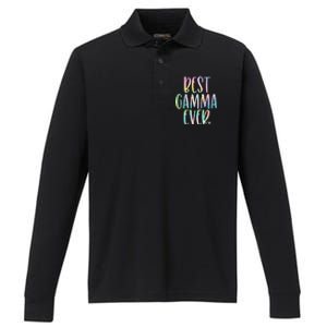 Best Gamma Ever Funny Gift Mother's Day Tie Dye Gift Performance Long Sleeve Polo