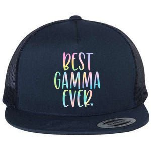 Best Gamma Ever Funny Gift Mother's Day Tie Dye Gift Flat Bill Trucker Hat