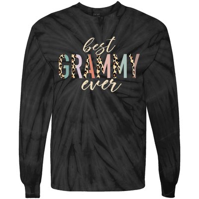 Best Grammy Ever Gifts Leopard Print Mothers Day Tie-Dye Long Sleeve Shirt