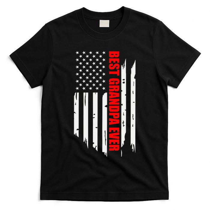Best Grandpa Ever Vintage American Flag T-Shirt