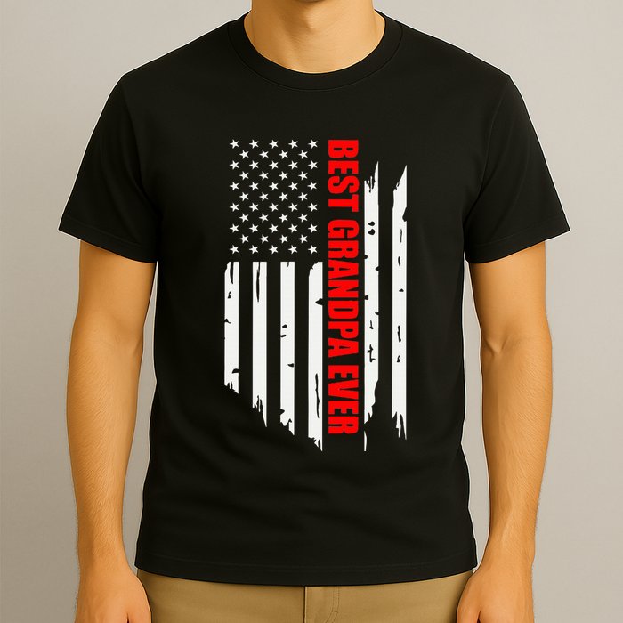 Best Grandpa Ever Vintage American Flag T-Shirt