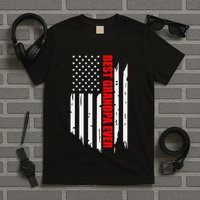 Best Grandpa Ever Vintage American Flag T-Shirt