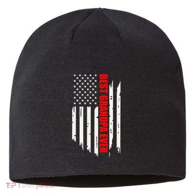 Best Grandpa Ever Vintage American Flag Sustainable Beanie