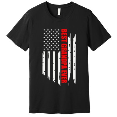 Best Grandpa Ever Vintage American Flag Premium T-Shirt