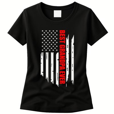 Best Grandpa Ever Vintage American Flag Womens T-Shirt