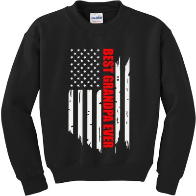 Best Grandpa Ever Vintage American Flag Kids Sweatshirt