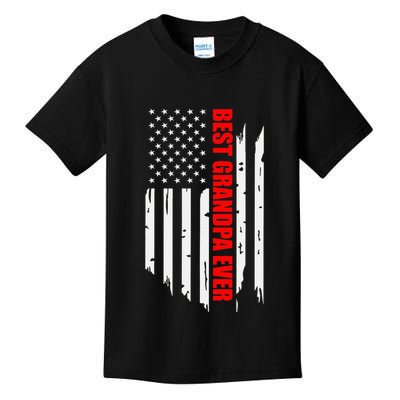 Best Grandpa Ever Vintage American Flag Kids T-Shirt