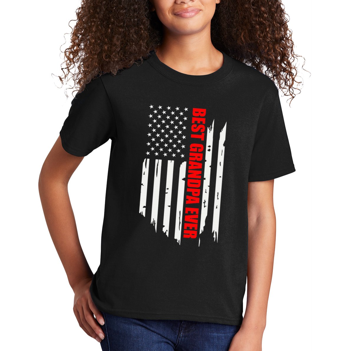 Best Grandpa Ever Vintage American Flag Kids T-Shirt