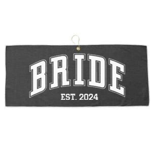 Bride Groom Est. 2024 Retro Just Married Couples Wedding Large Microfiber Waffle Golf Towel