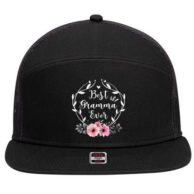 Best Gramma Ever Mother's Day Gift Flower Grandma 7 Panel Mesh Trucker Snapback Hat