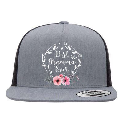 Best Gramma Ever Mother's Day Gift Flower Grandma Flat Bill Trucker Hat