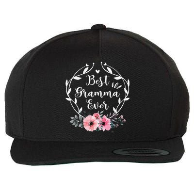 Best Gramma Ever Mother's Day Gift Flower Grandma Wool Snapback Cap