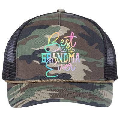 Best Grandma Ever Happy Grandparents Day Tie Dye Retro Rope Trucker Hat Cap