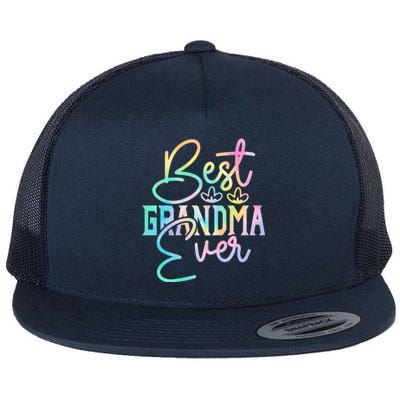 Best Grandma Ever Happy Grandparents Day Tie Dye Flat Bill Trucker Hat