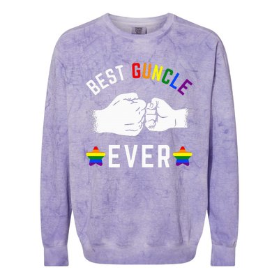 Best Guncle Ever Rainbow Colors Fistbump Pride G.A.Y Uncle Colorblast Crewneck Sweatshirt