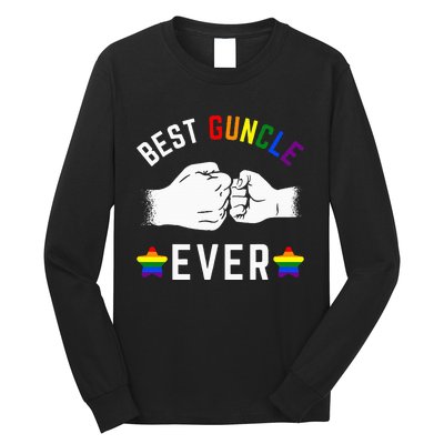 Best Guncle Ever Rainbow Colors Fistbump Pride G.A.Y Uncle Long Sleeve Shirt