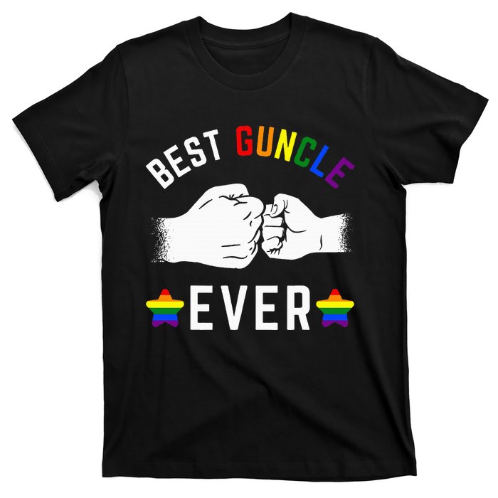 Best Guncle Ever Rainbow Colors Fistbump Pride G.A.Y Uncle T-Shirt