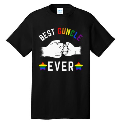 Best Guncle Ever Rainbow Colors Fistbump Pride G.A.Y Uncle Tall T-Shirt