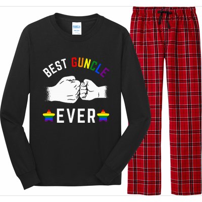 Best Guncle Ever Rainbow Colors Fistbump Pride G.A.Y Uncle Long Sleeve Pajama Set